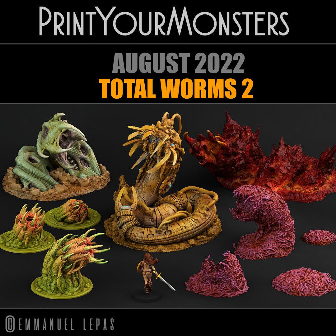 3D Printed Print Your Monsters Lava Worm Total Worms 2 Set 28mm - 32mm D&D Wargaming
