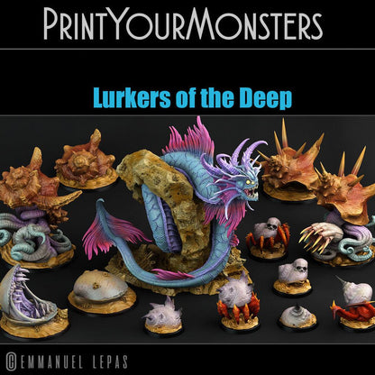 3D Printed Print Your Monsters Lurkers of the Deep Set 28mm - 32mm D&D Wargaming