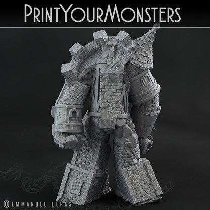 3D Printed Print Your Monsters Medieval Construct Golem - Total Golems 28mm - 32mm D&D Wargaming