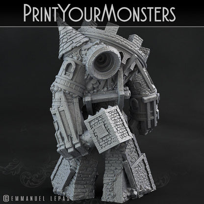 3D Printed Print Your Monsters Medieval Construct Golem - Total Golems 28mm - 32mm D&D Wargaming