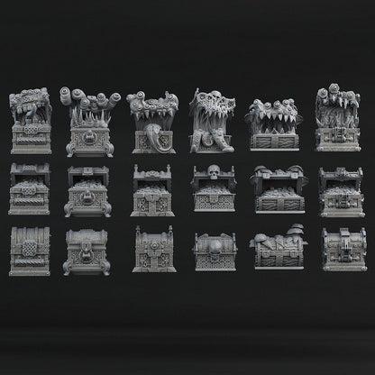 3D Printed Print Your Monsters Mimics Treasure Chests Set 28mm - 32mm D&D Wargaming
