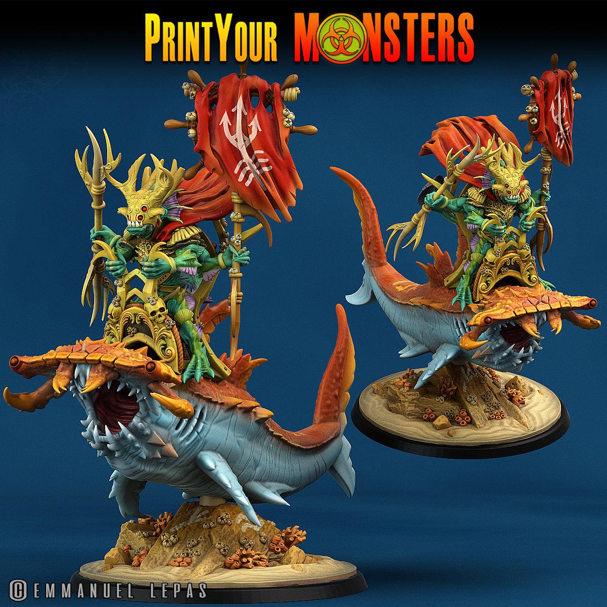 3D Printed Print Your Monsters Mutant Sharks The Searakin Domination Set 28mm - 32mm D&D Wargaming