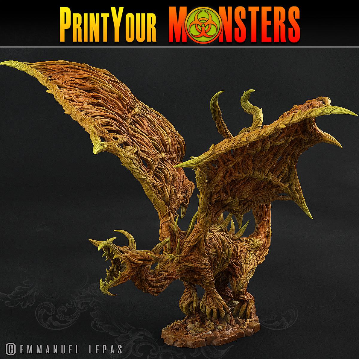 3D Printed Print Your Monsters Nightmare Forest Dragon The Shadowcreep Wood Set 28mm - 32mm D&D Wargaming