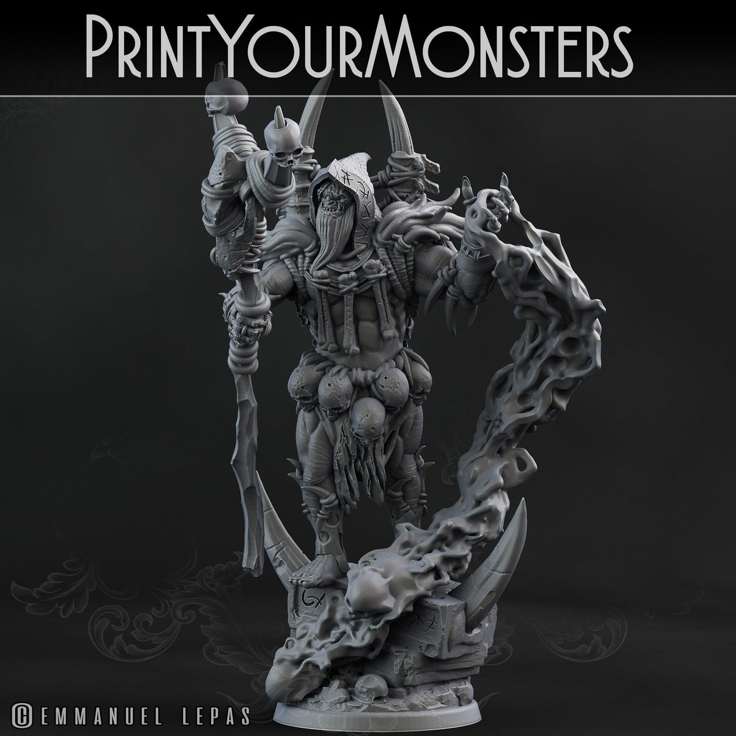 3D Printed Print Your Monsters Orc Shaman Desert Orcs Set 28mm - 32mm D&D Wargaming