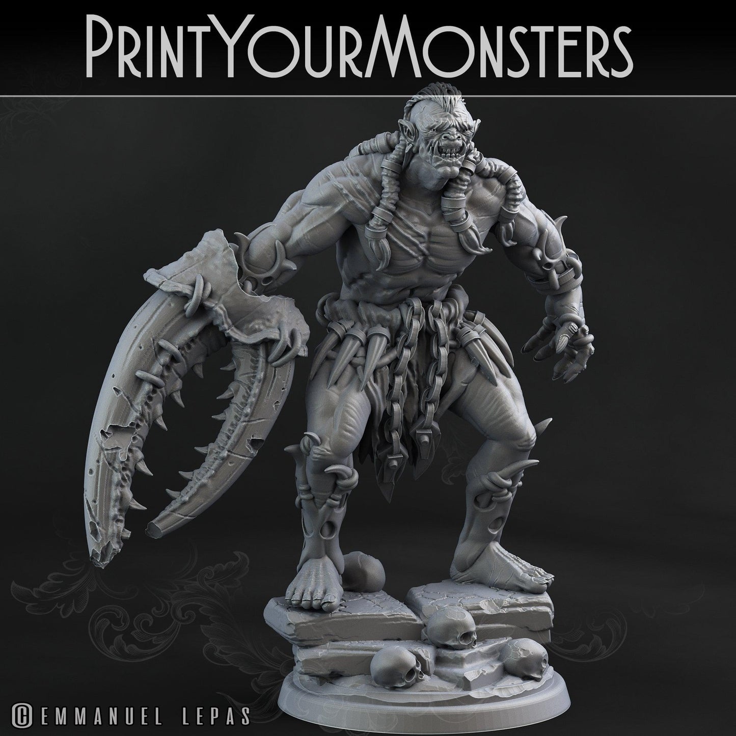 3D Printed Print Your Monsters Orc Warrior 3 Desert Orcs Set 28mm - 32mm D&D Wargaming
