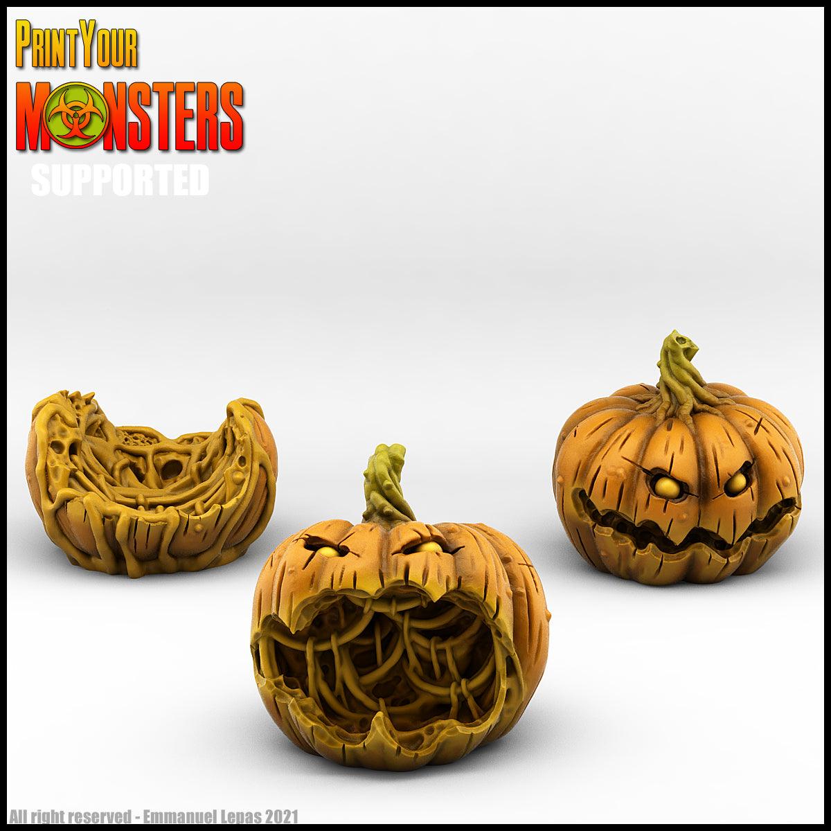 3D Printed Print Your Monsters Pumpkin Chariot and Heads Pumpkins Attack Pack 28mm - 32mm D&D Wargaming