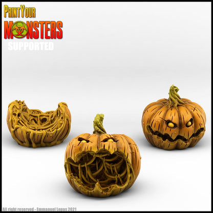 3D Printed Print Your Monsters Pumpkin Chariot and Heads Pumpkins Attack Pack 28mm - 32mm D&D Wargaming
