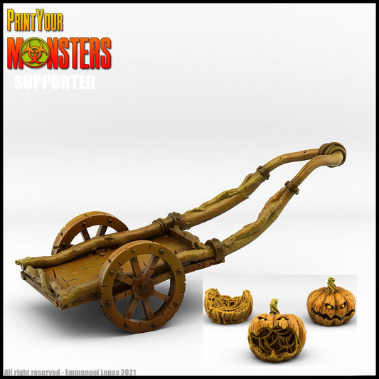 3D Printed Print Your Monsters Pumpkin Chariot and Heads Pumpkins Attack Pack 28mm - 32mm D&D Wargaming