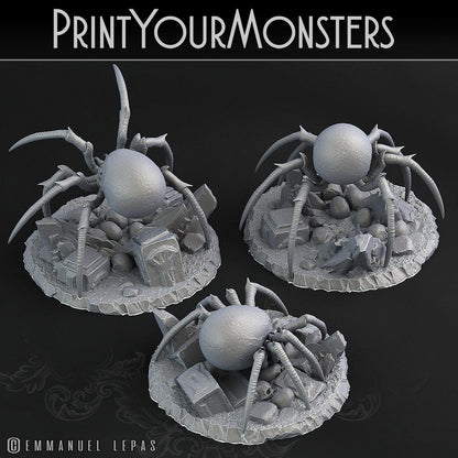 3D Printed Print Your Monsters Skullcap Hermit Spiders 28mm - 32mm D&D Wargaming