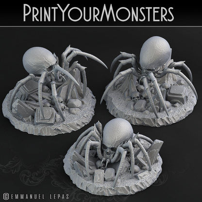 3D Printed Print Your Monsters Skullcap Hermit Spiders 28mm - 32mm D&D Wargaming