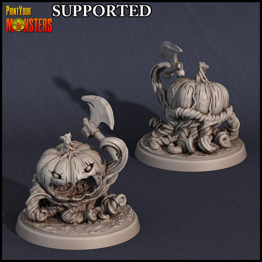 3D Printed Print Your Monsters Small Pumpkin Soldier Axe Pumpkins Attack Pack 28mm - 32mm D&D Wargaming