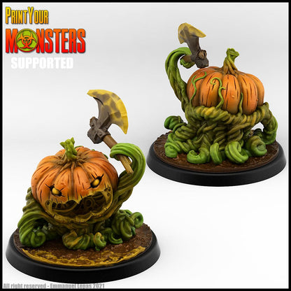 3D Printed Print Your Monsters Small Pumpkin Soldier Axe Pumpkins Attack Pack 28mm - 32mm D&D Wargaming