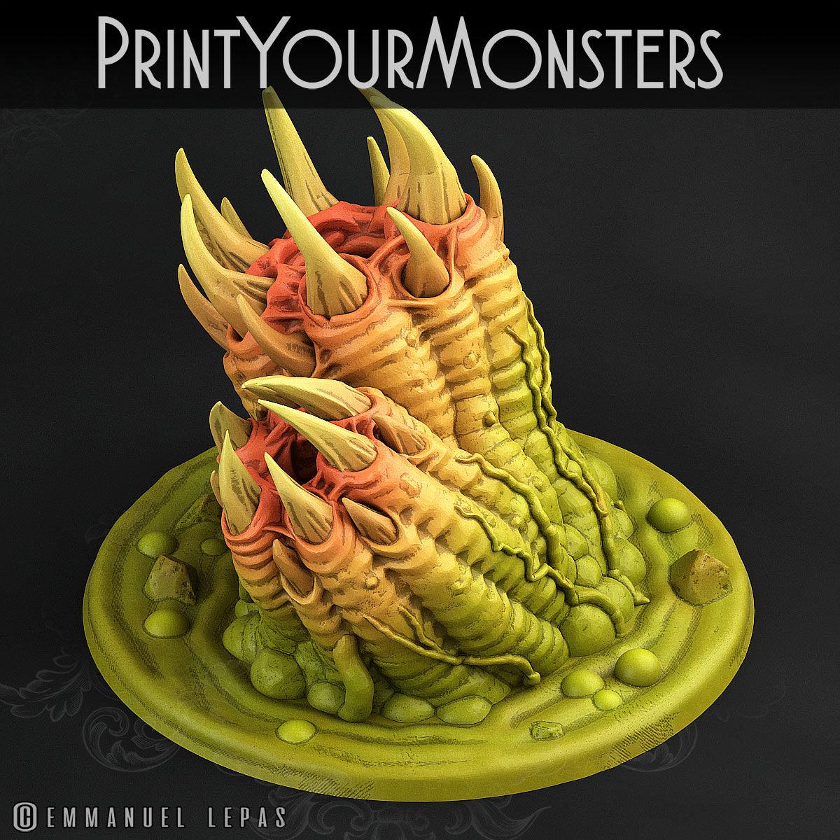 3D Printed Print Your Monsters Swamp Worms Total Worms 2 Set 28mm - 32mm D&D Wargaming