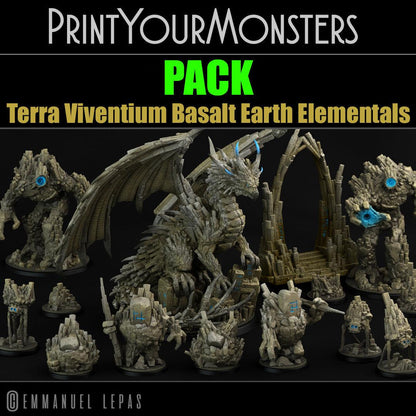 3D Printed Print Your Monsters Terranids Basalt Earth Elemental Set 28mm - 32mm D&D Wargaming