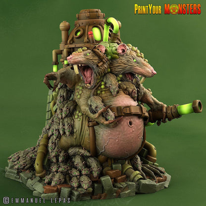 3D Printed Print Your Monsters The Toxic Double Headed Rat King The Toxic Rats Domination Set 28mm - 32mm D&D Wargaming