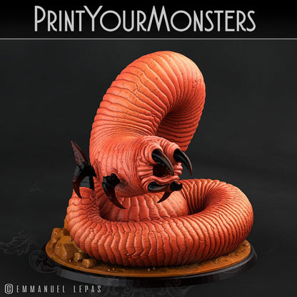 3D Printed Print Your Monsters Tomb Grub Worms Subterranean Terrors 28mm - 32mm D&D Wargaming