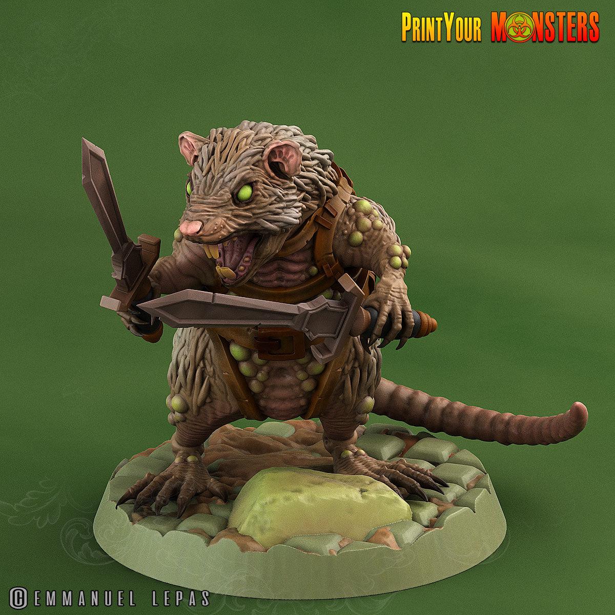 3D Printed Print Your Monsters Toxic Rat Soldiers The Toxic Rats Domination Set 28mm - 32mm D&D Wargaming