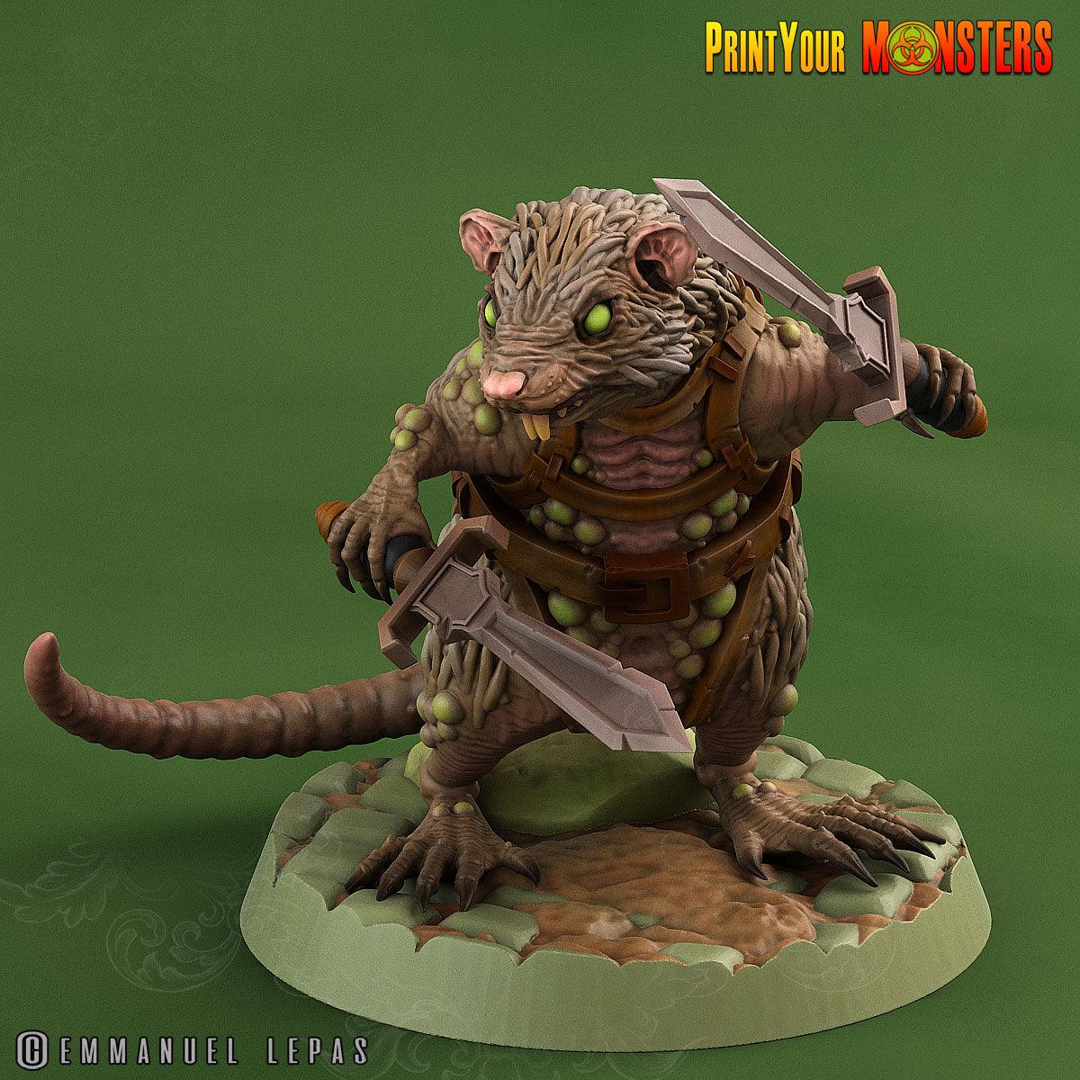 3D Printed Print Your Monsters Toxic Rat Soldiers The Toxic Rats Domination Set 28mm - 32mm D&D Wargaming