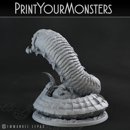3D Printed Print Your Monsters Young Purple Worm Worms Subterranean Terrors 28mm - 32mm D&D Wargaming