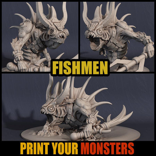 3D Printed Print your Monster Fishmen 28 32mm D&D