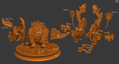 3D Printed Print your Monster Mounted Triceratops 28 32mm D&D
