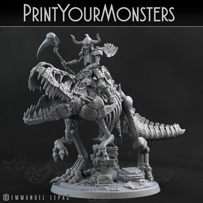 3D Printed Print your Monster Skeleton Mounted T-Rex 28 32mm D&D