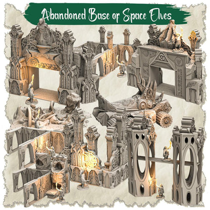 3D Printed SAWANT3D Abandoned Base of Space Elves Set 28 32mm Ragnarok d&d