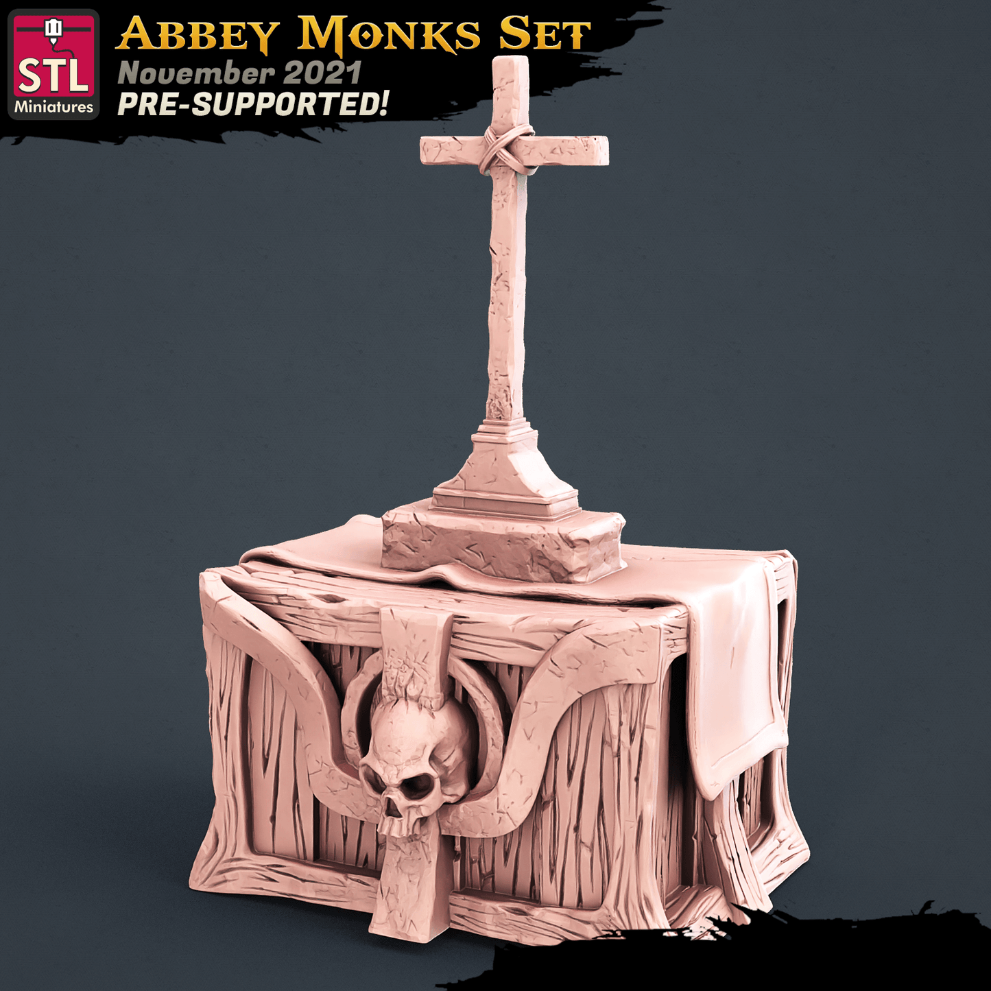 3D Printed STL Miniatures Abbey Monks Set 28 - 32mm War Gaming D&D