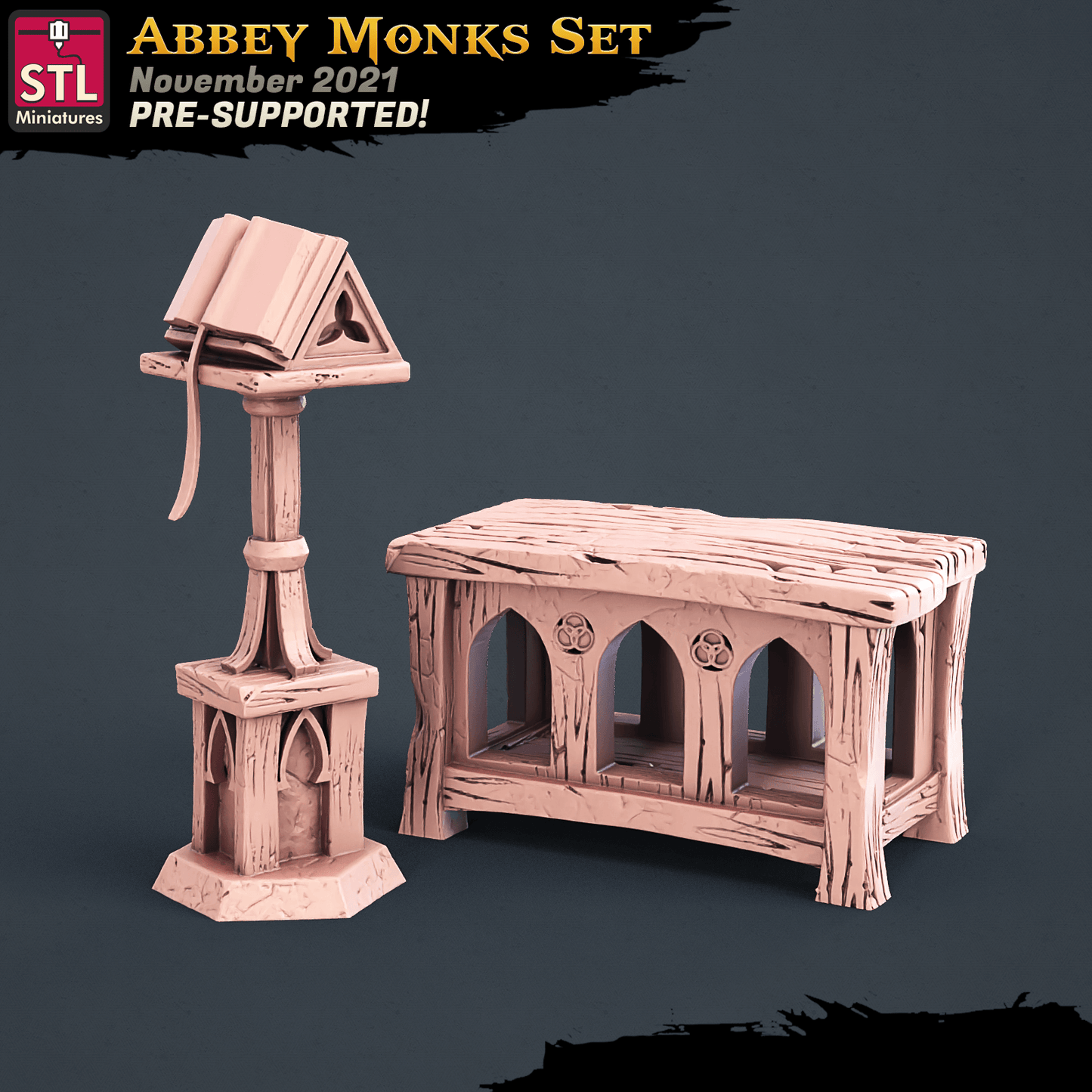 3D Printed STL Miniatures Abbey Monks Set 28 - 32mm War Gaming D&D