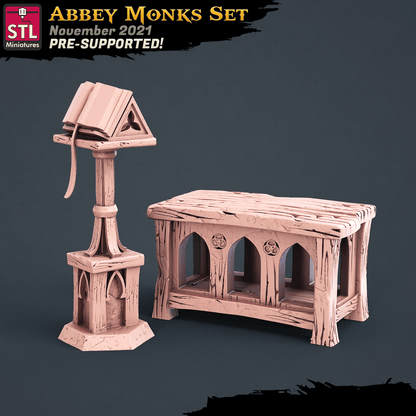 3D Printed STL Miniatures Abbey Monks Set 28 - 32mm War Gaming D&D