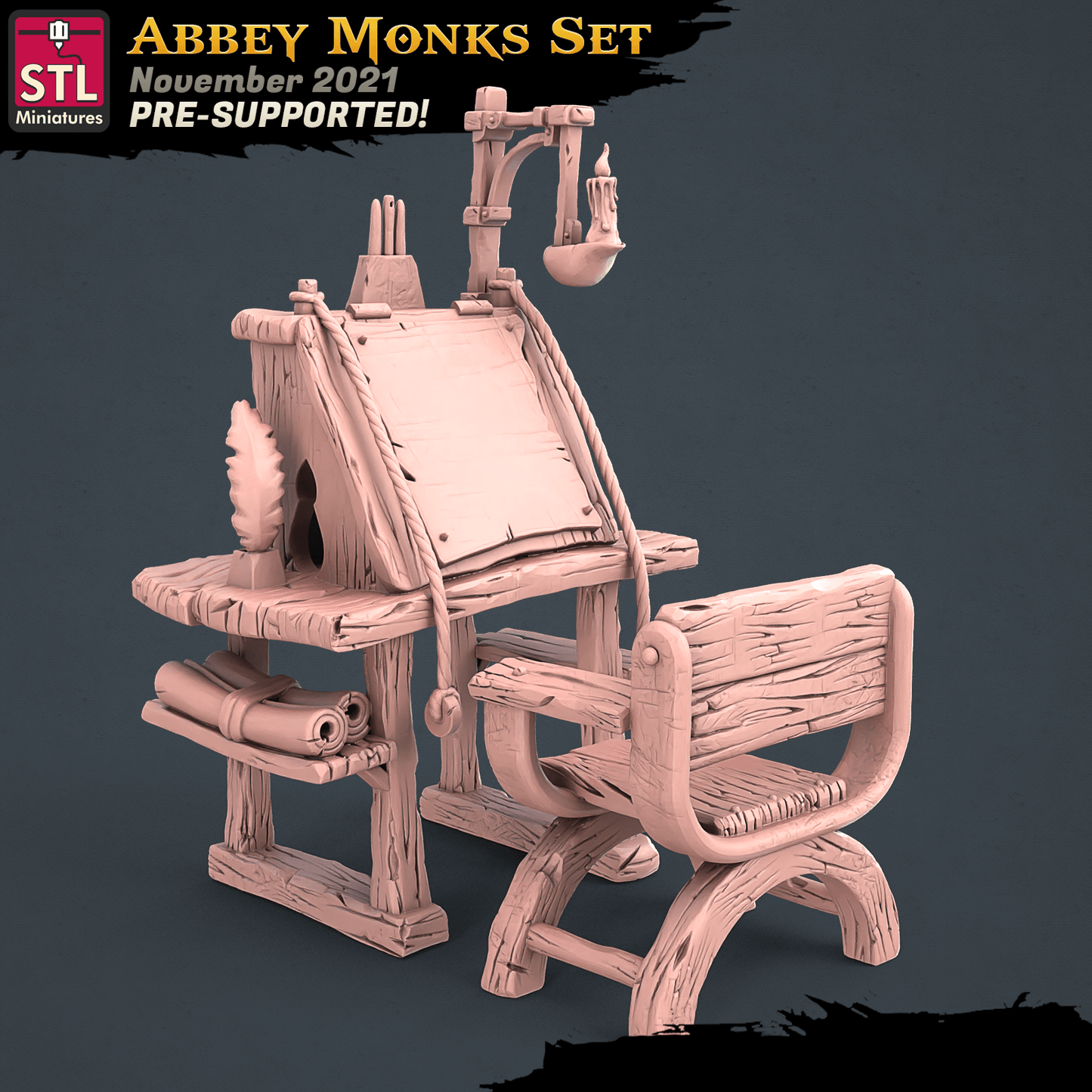 3D Printed STL Miniatures Abbey Monks Set 28 - 32mm War Gaming D&D