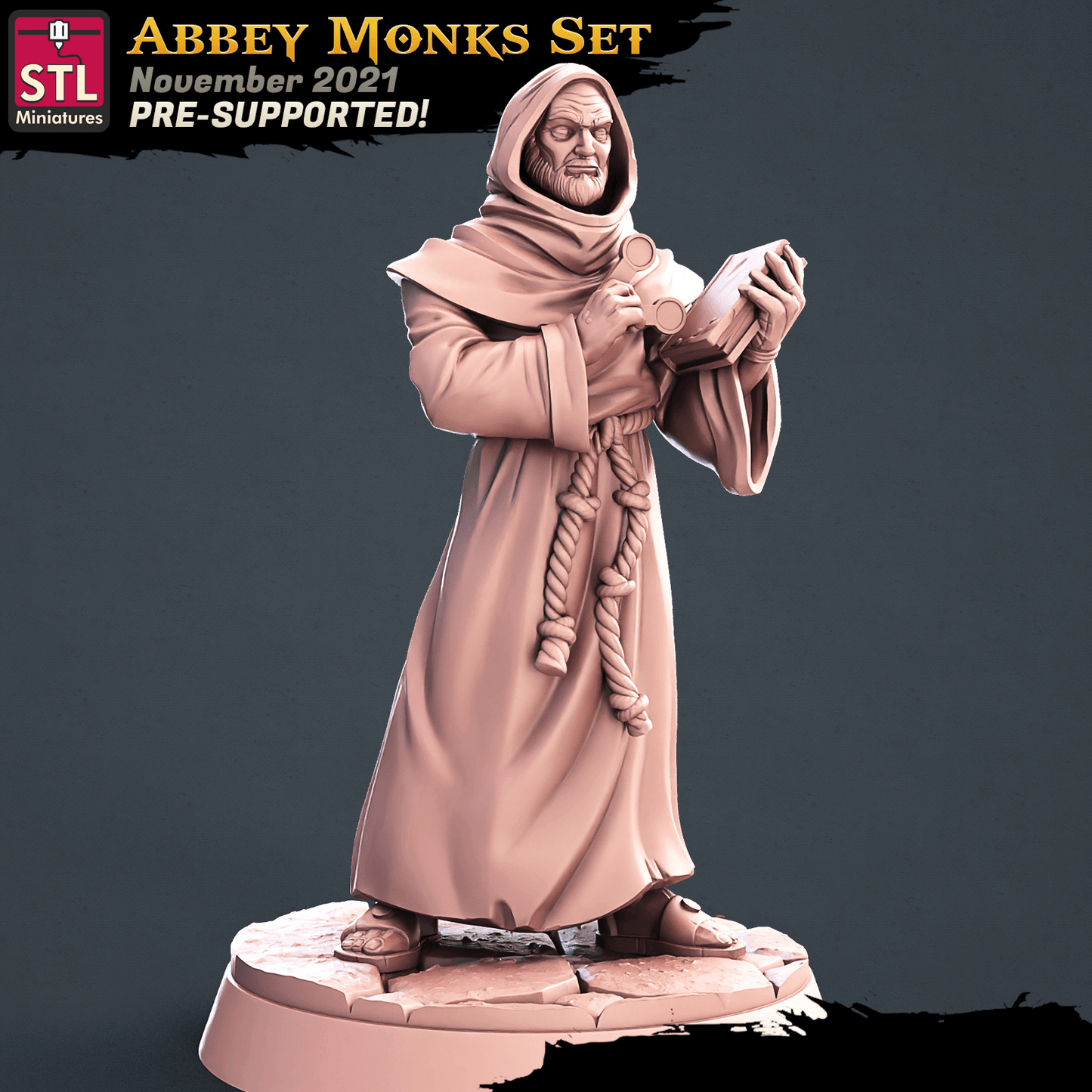 3D Printed STL Miniatures Abbey Monks Set 28 - 32mm War Gaming D&D