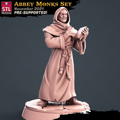 3D Printed STL Miniatures Abbey Monks Set 28 - 32mm War Gaming D&D