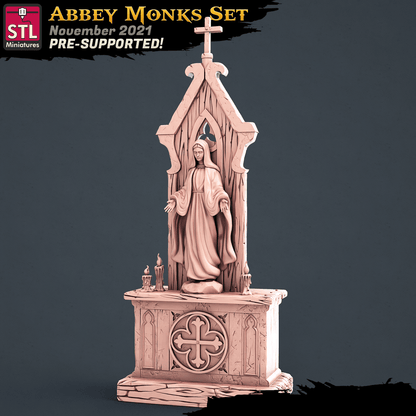 3D Printed STL Miniatures Abbey Monks Set 28 - 32mm War Gaming D&D