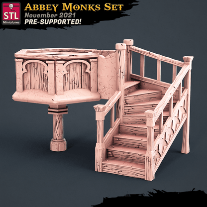 3D Printed STL Miniatures Abbey Monks Set 28 - 32mm War Gaming D&D