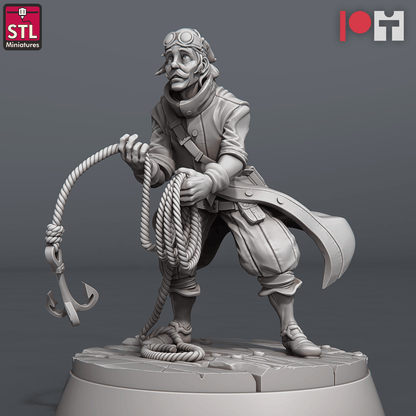 3D Printed STL Miniatures Airship Crew Set 28 - 32mm War Gaming D&D