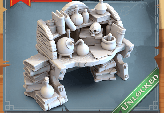3D Printed STL Miniatures Alchemist Desk 28 - 32mm War Gaming D&D