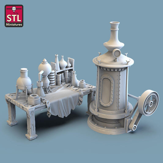 3D Printed STL Miniatures Alchemist Lab 28 - 32mm War Gaming D&D