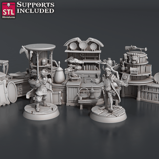 3D Printed STL Miniatures Antique Shop Set 28 - 32mm War Gaming D&D