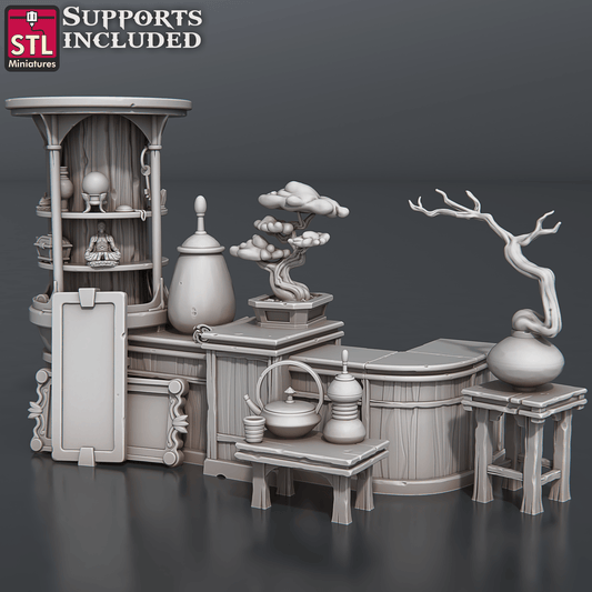 3D Printed STL Miniatures Antique Shop Set 28 - 32mm War Gaming D&D