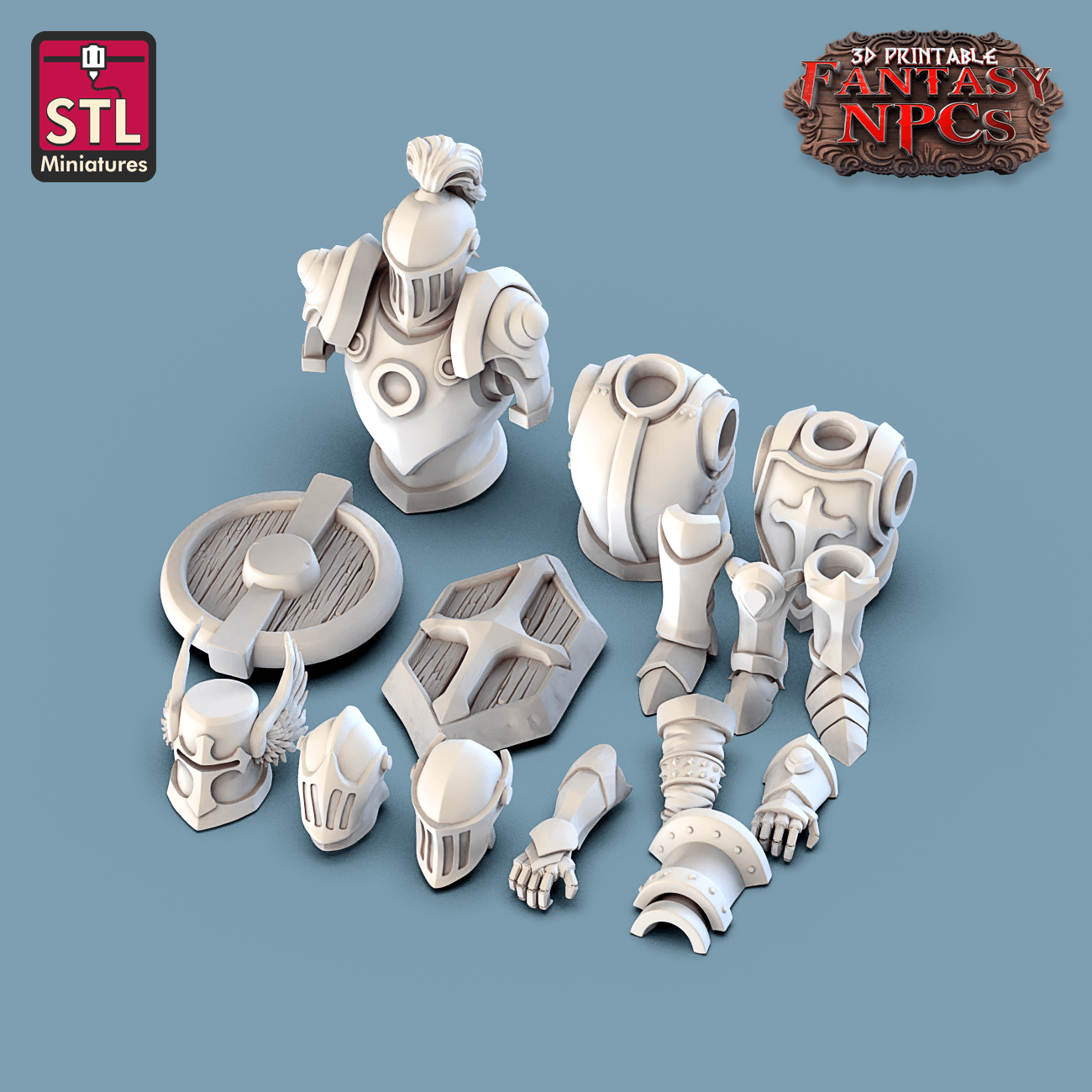 3D Printed STL Miniatures Armour Merchant Set Fantasy NPC 28mm - 32mm War Gaming D&D