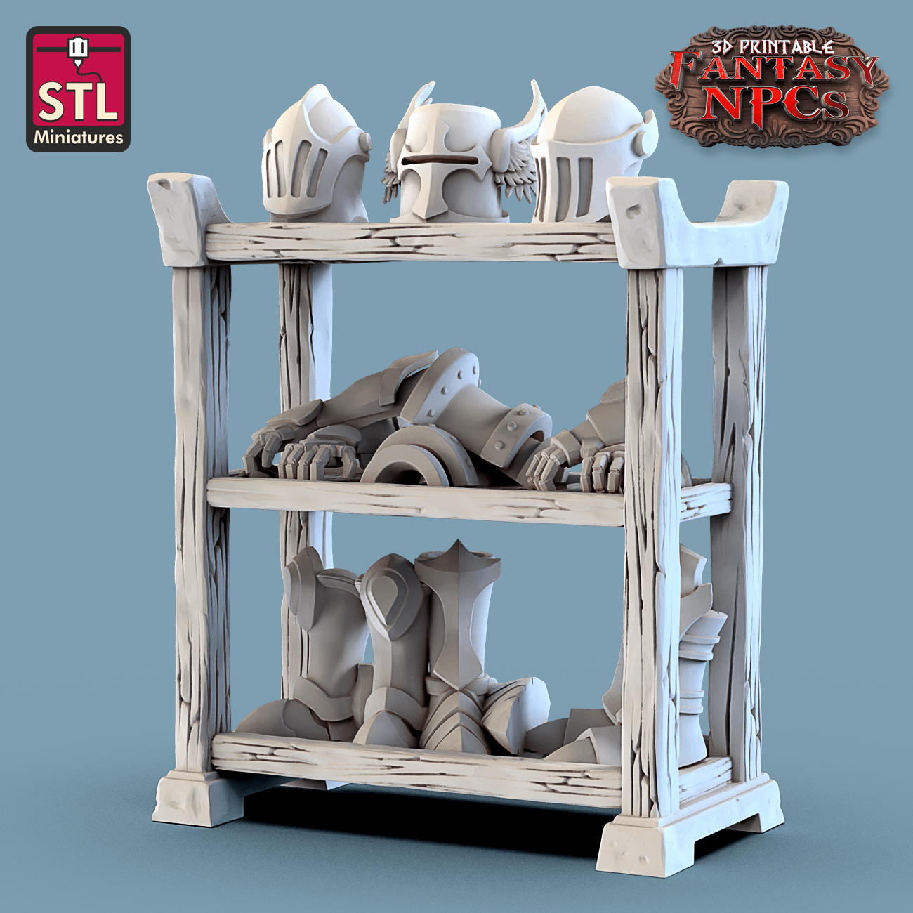 3D Printed STL Miniatures Armour Merchant Set Fantasy NPC 28mm - 32mm War Gaming D&D