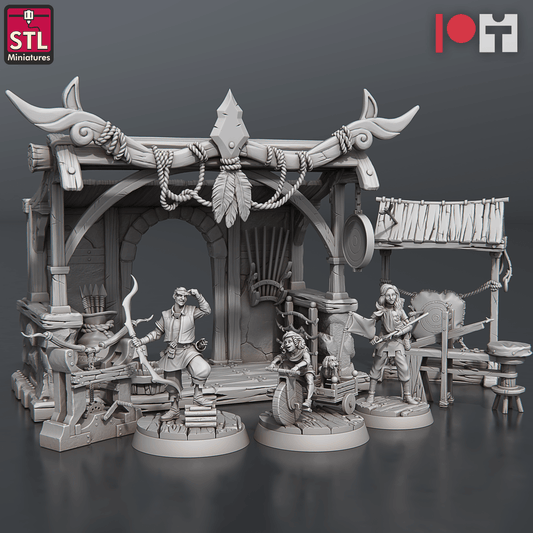3D Printed STL Miniatures Arrows And Bow Maker Set 28 - 32mm War Gaming D&D