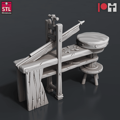3D Printed STL Miniatures Arrows And Bow Maker Set 28 - 32mm War Gaming D&D
