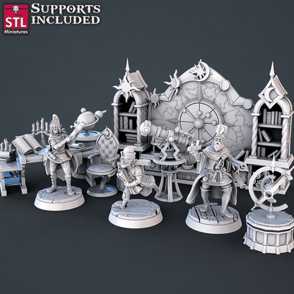 3D Printed STL Miniatures Astronomer Set 28mm - 32mm War Gaming D&D