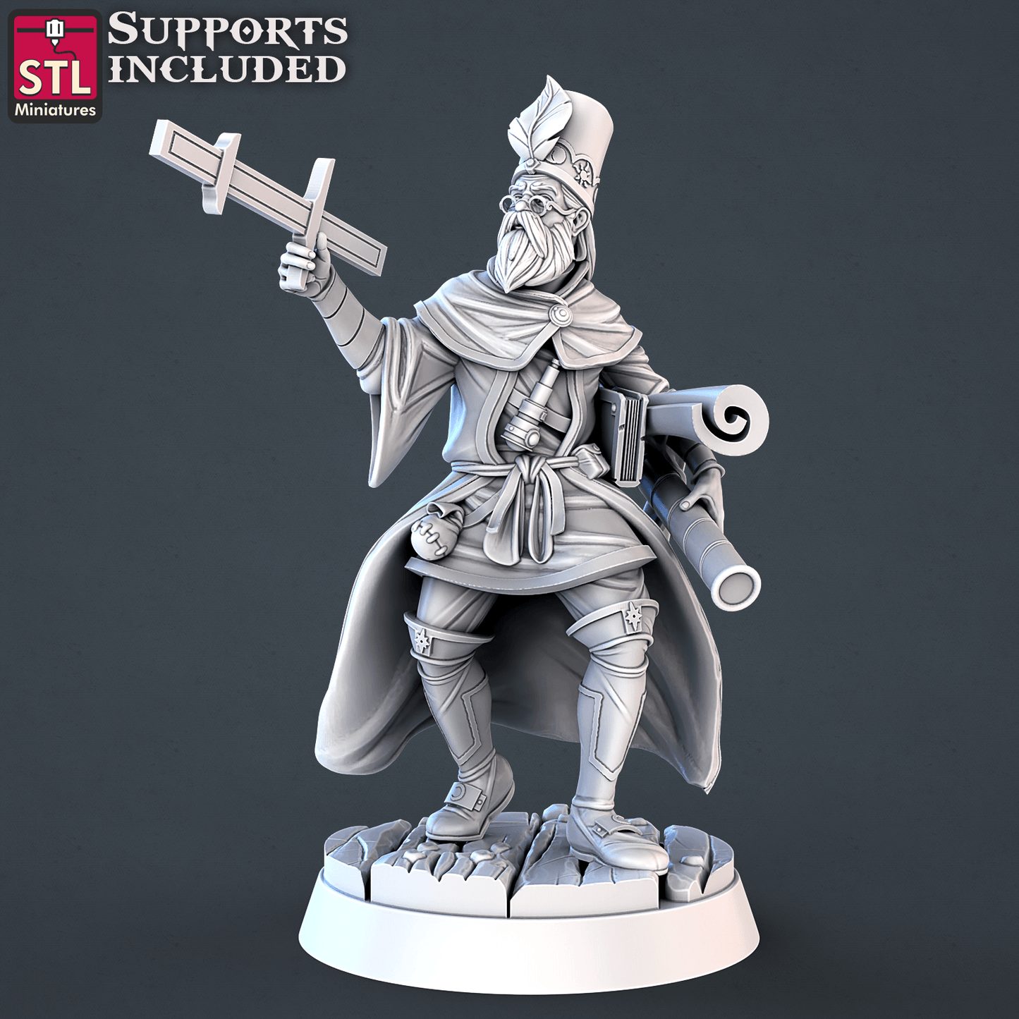 3D Printed STL Miniatures Astronomer Set 28mm - 32mm War Gaming D&D