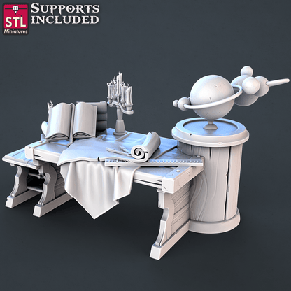 3D Printed STL Miniatures Astronomer Set 28mm - 32mm War Gaming D&D