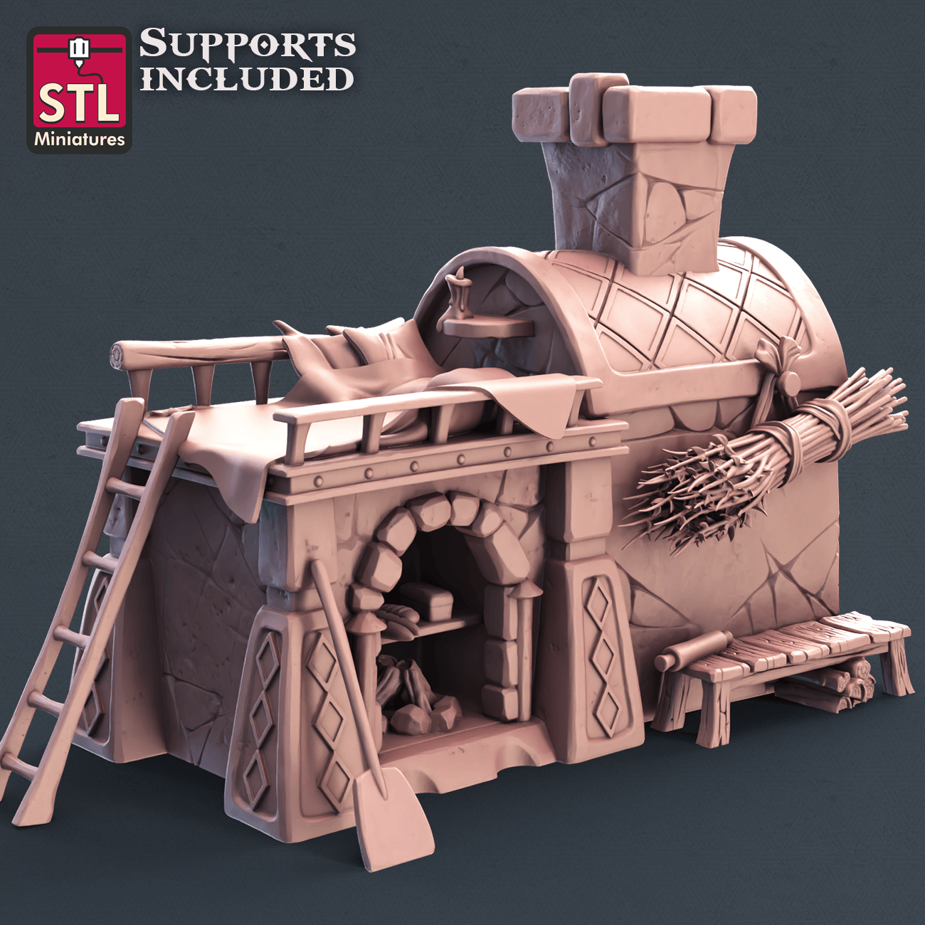 3D Printed STL Miniatures Baker Set 28mm - 32mm War Gaming D&D