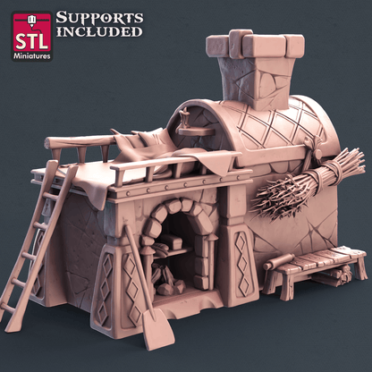 3D Printed STL Miniatures Baker Set 28mm - 32mm War Gaming D&D