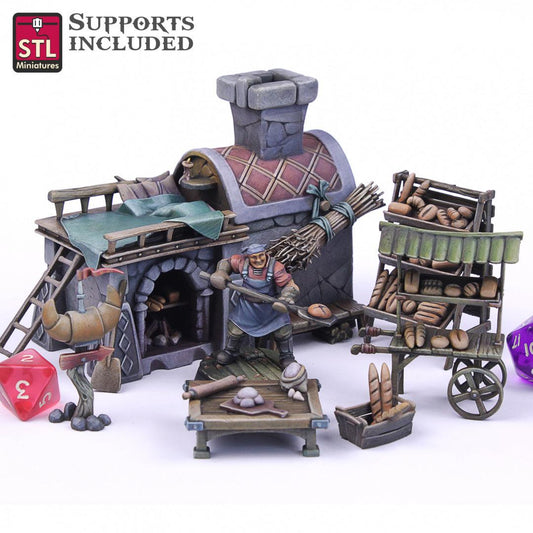 3D Printed STL Miniatures Baker Set 28mm - 32mm War Gaming D&D